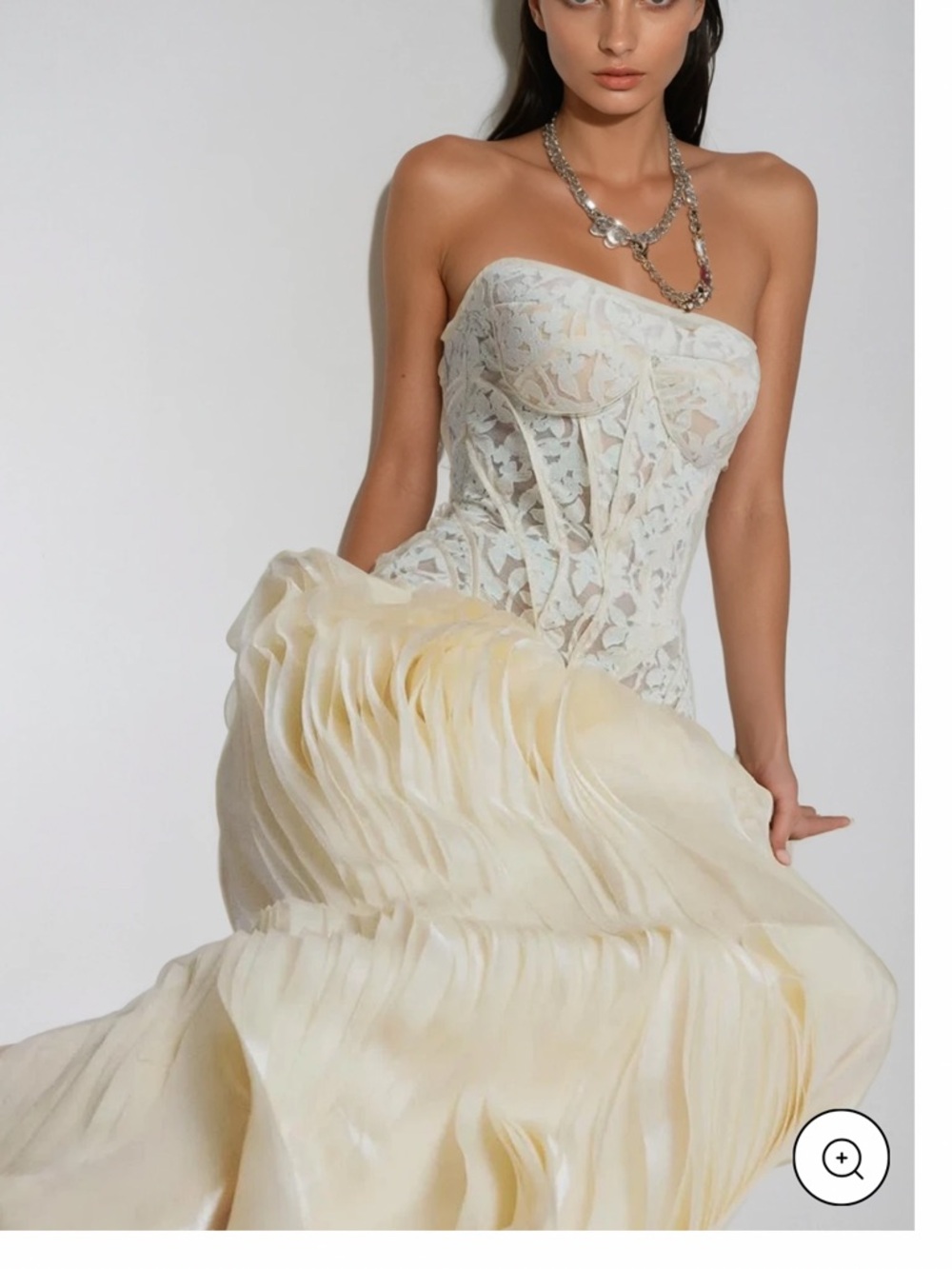 Innovare Denim Blerta Strapless Corset Mesh Maxi Dress